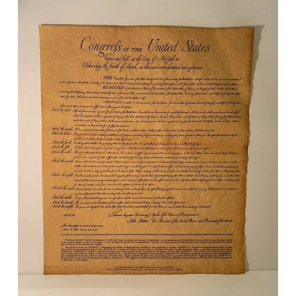 Congrefs Of The United States Historical Vintage Document Americana 1 Paper USA